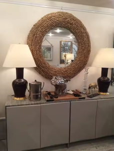 Cadre de miroir moderne en jonc de mer au design de luxe Décoration murale personnalisable de haute qualité Vente en gros Vietnam pour salle de bain Décoration intérieure - Product Image 2