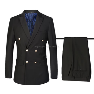 Traje de negocios azul marino de 3 piezas para hombre y mujer, chaqueta de doble botonadura, chaleco antiarrugas, estilo italiano, lana/seda, traje de boda personalizado - Product Image 6