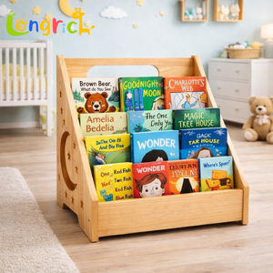 Estantería de Madera Montessori para Niños, Estante para Libros con Asa, Organizador de Almacenamiento de Libros de Madera Natural para Guardería y Sala de Juegos - Product Image 2
