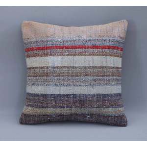 Housse de coussin turque nouée à la main (beige) 18 x 18 Rc_27121 - Product Image 1