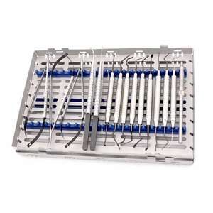Kit d'instruments dentaires professionnels en acier inoxydable de 15 pièces pour diagnostic et restauration avec plateau de stérilisation perforé - Product Image 1