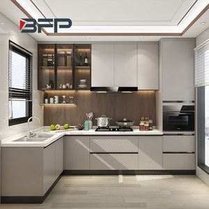 BFP Prix d'usine Couleur pure Laque mate Cuisine Panneau plat Porte en verre Pénurie avec lumières LED <span class=keywords><strong>et</strong></span> île normale - Product Image 2