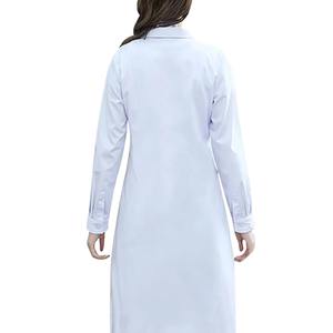 Femmes Hommes Unisexe Manches Longues Blouse blanche de laboratoire Col à revers cranté Bouton vers le bas Infirmière médicale Médecin Uniforme Tunique Blouse - Product Image 4