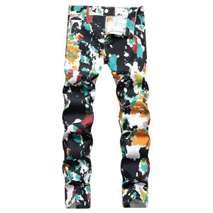 Men Y2K Fancy Color Print <b>Lightweight</b> Casual Loose Fit Breathable Anti-Wrinkle Painted Polyester <b>Trousers</b> - Product Image 1