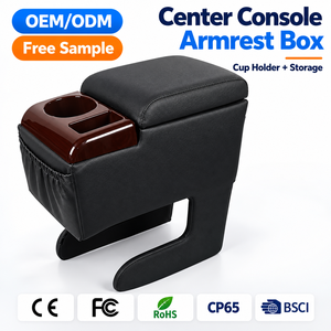 Box Portaoggetti Universale per Console Centrale Auto con Portabicchieri, Organizer in Pelle PU per Interni di Auto, SUV e Van - Product Image 1