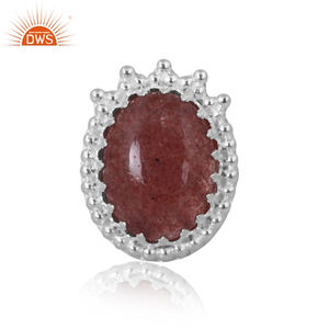 Beat Design 925 argent Sterling naturel fraise Quartz pierres précieuses bague bijoux personnalisés pour les femmes cadeau pour elle - Product Image 2