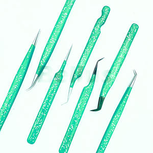 Ultra Control Sparkle Lash Tweezers Pro Volume Fiber Tip Tool con agarre firme All-Angle Acero inoxidable Etiqueta privada disponible - Product Image 5