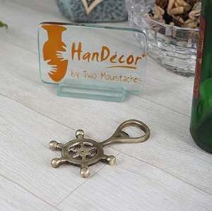 Ouvre-bouteille en métal à roue de bateau en laiton AK en finition antique au prix de gros pour les accents de bar/vaisselle - Product Image 5