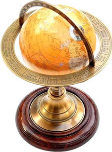 12 Inch <b>Antique</b> Brass Armillary Sphere Globe on Wooden Base | Nautical Tabletop Decor for Home Office | Vintage Maritime Gift - Product Image 5