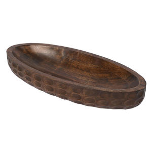 Bol ovale en bois de teck salade chips Fruits noix Table basse plateau décoratif utilisation polyvalente servant affichage stockage fête - Product Image 6