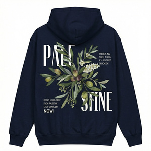 Sweat à capuche Palestine Olive Statement 100% Coton Tricoté Imprimé Numérique Motif Uni Fermeture Éclair Délavé à l'Acide - Product Image 4