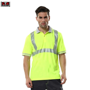 Polo de trabajo de construcción de manga corta reflectante de alta visibilidad para hombre al por mayor ropa de seguridad impermeable en Tallas grandes - Product Image 4