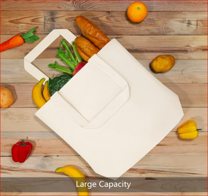 TOPDesign Lot de 3 sacs fourre-tout en toile de coton de 12oz Super Strong Large Long Handle Sacs en tissu d'épicerie à motif simple et réutilisables - Product Image 4