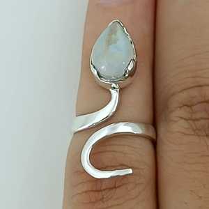 Rainbow Moonstone 925 Sterling Silver Handmade <b>Statement</b> <b>Ring</b> June Birthstone Jewelry Inlay Fine Perfect Gift for Her Birthday - Product Image 3
