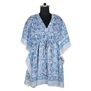 Bloc imprimé sans manches Maxi coton indien Maxi robes pour femmes KFCS086 coton été Maxi robe 100% organique porter concepteur - Product Image 6
