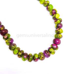 New Arrival Green and Pink Mohave Copper <b>Turquoise</b> Smooth Rondelle Beads Strands 8-10mm Loose Gemstone Beads for Jewelry Making - Product Image 5