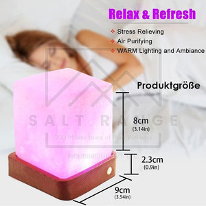Lámpara de Sal del Himalaya Tallada en Forma de Cubo de la Mejor Calidad, 100% Sal del Himalaya Pura en Venta - Product Image 2