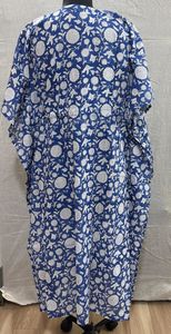 Algodón Indio Floral Kaftan Largo Maxi Vestido para Moms Beach Cover-Up & Sleepwear Estilo Casual - Product Image 3