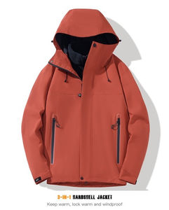 Veste de randonnée extérieure imperméable à l'eau avec capuche coupe-vent et décoration de broderie à fermeture éclair - Product Image 3