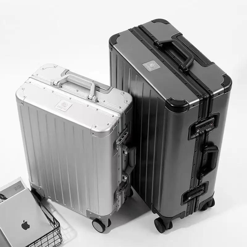Valise à roulettes en alliage d'aluminium et de magnésium Valise de voyage rigide Ensemble de bagages TSA Lock Bagages