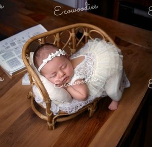<b>Cute</b> Newborn Photography Props Rattan Woven Basket Modern Bed Girl Baby Photo Shoot Kids Poser Container Living Room Outdoor - Product Image 3