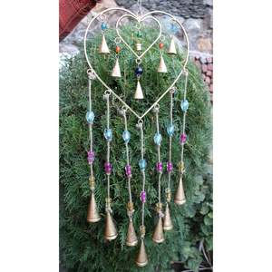 Recycled Iron Heart Bohemian Hanging <b>Windchime</b> Suncatcher Metal Wall Decor for Outdoor Use - Product Image 2