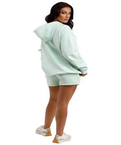 Sweat à capuche pour femmes de qualité supérieure jupe assortie lavé ensembles jumeaux tenue pour tous les temps logo personnalisé sweat à capuche et short pour femmes - Product Image 6