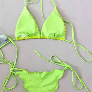Ensemble de bikini deux pièces sexy sur mesure pour femmes grandes tailles, antibactérien, séchage rapide, imprimé animal, tissu en spandex/nylon, vêtements de plage - Product Image 6