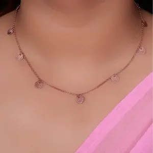 Collier chaîne à disque plaqué or rose délicat, chaînes fines exquises pour femmes, cadeau de bijoux - Product Image 2