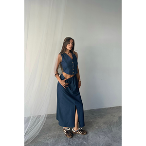 ชุดสูทผู้หญิง TENCEL YELEK สีคราม ดีไซน์ YIRTMALI และ TAKIM - Product Image 3