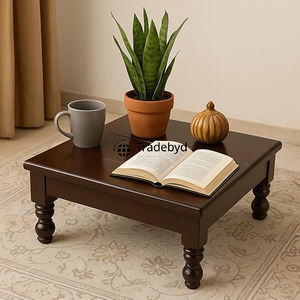 Tradebyd Premium Wooden Chowki Diseño tradicional elegante Ideal para configuración Mandir - Product Image 1