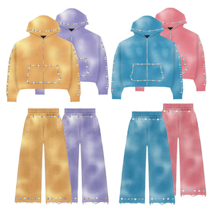 Wholesale Women's Casual Style Winter <b>Tracksuit</b> Set Breathable Solid Printed 100% Polyester Heavyweight Elastic Waist Hooded 2 1 - Product Image 1