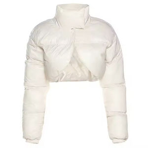 Chaqueta Corta Acolchada para Mujer, Más Vendida, Manga Larga, Cuello Alto, Acolchada, con Cremallera Completa, de Algodón Ecológico - Product Image 2