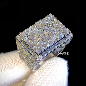 Anillo de Campeón Personalizado, Anillo de Plata de Ley con Moissanita de Corte Brillante Redondo Personalizado, Estilo Hip Hop para Hombre - Product Image 1