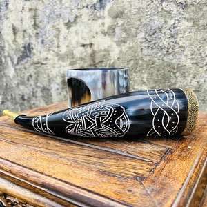 Style Potable Véritable Buffle Viking Corne Stand Pour Guerrier Traditionnel Célébration Corne À Boire Agate avec Support Meilleure Qualité - Product Image 2