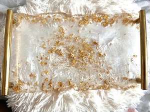 Bandeja Rectangular de Resina Epoxi 100% para Cocina con Lámina de Oro Bandeja para Servir Alimentos y Frutas PARA LA Bandeja de Resina Epoxi Más Vendida Oro - Product Image 2