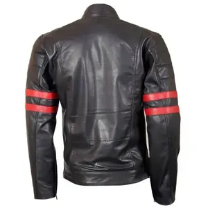 แจ็คเก็ตหนังสีดำลายเส้นสีแดง Wolverine - Product Image 2