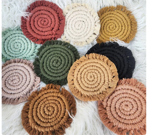 Revestimientos de macramé | Posavasos de color sólido | Posavasos para bebidas Boho Home Decor - Product Image 1