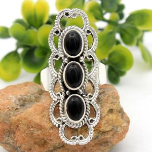 Bague de fiançailles en argent sterling 925 avec pierre précieuse en onyx noir naturel, fabrication artisanale, design simple et solide, coupe ovale, pour mariage, bijoux de fête - Product Image 2