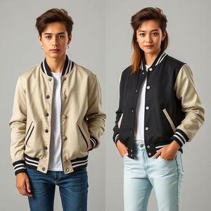 Veste de baseball de style vintage : corps en laine, manches en cuir, qualité supérieure, patchs de logo personnalisés, matelassage épais et chaud - Product Image 1