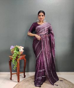 Sari Silk prêt à porter vêtements de mariage de fête indiens en prix de gros broderie traditionnelle travail banarasi khadi - Product Image 3