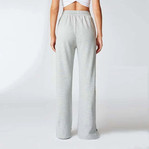 Nuevo Top Últimos diseños Pantalones de chándal de lana de algodón Pantalones de bloque de color Pantalones de chándal de cintura alta para mujer Pantalones de chándal teñidos en gris - Product Image 4