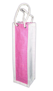 Wholesale Lowellcraft Geometric Pattern Medium Jute Wine Gift Tote Reusable Bottle Carrier <b>Bag</b> with Divider for 1-6 Bottles - Product Image 1