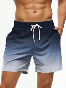 Short de plage avec cordon de serrage pour hommes, imprimé en 3D, streetwear respirant, taille élastique, couleur dégradée, été - Product Image 4