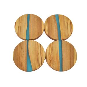 Suministro de fábrica, posavasos de resina de madera epoxi azul océano moderno personalizado de alta calidad con soporte, posavasos de piedra de estilo nórdico - Product Image 6