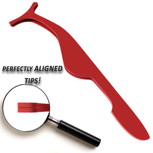 Pinzas para quitar aplicadores de pestañas postizas para maquillaje de ojos, pinzas aplicadoras de pestañas recubiertas de Color rojo con embalaje personalizado - Product Image 5