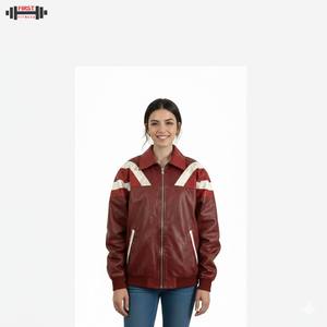 Blouson aviateur en cuir respirant pour femme, taille plus, coupe ajustée, coupe-vent, taille personnalisée, fini hiver, 100% original - Product Image 1