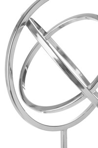 Sculpture Bloomsbury Market Figurine abstraite réfléchissante en argent sur base en marbre blanc Sculpture polie moderne en argent éternel - Product Image 3