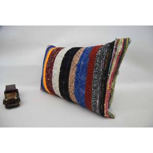 Coussin décoratif tissé multicolore en laine patchwork Kantha 16x24 pouces avec motif vintage - Product Image 4