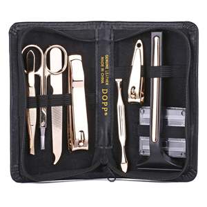 Set da barba da uomo Dopp in vera pelle, 8 pezzi, nero - Product Image 1